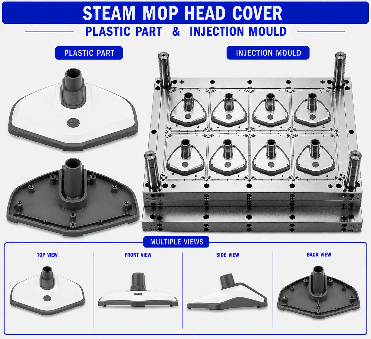 Steam Mop Plastic Head Cover Mould and Moulding Service